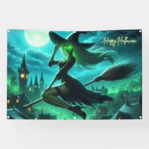 Spooky green aura Halloween witch Banner