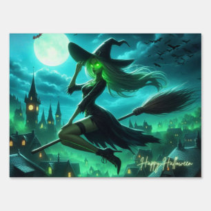 Spooky green aura Halloween witch Sign