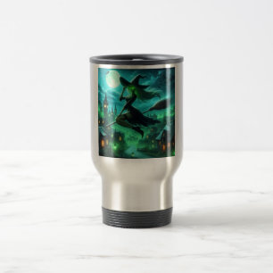 Spooky green aura Halloween witch Travel Mug