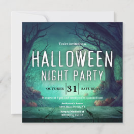 Spooky Green Forest Halloween Invitation