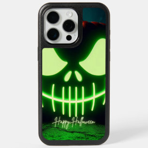 Spooky green glowing Halloween pumpkin iPhone 15 Pro Max Case