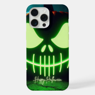 Spooky green glowing Halloween pumpkin iPhone 15 Pro Max Case