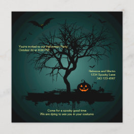 Spooky Green Grunge Halloween Party Invitation
