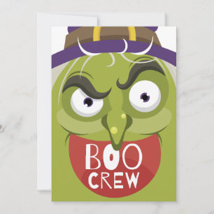 Spooky Green Old Ugly Witch Halloween Funny Holiday Card
