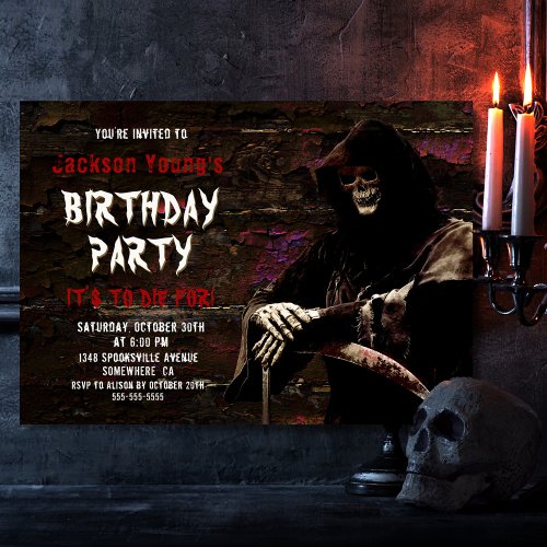 Spooky Grim Reaper Any Age Birthday Party Invitation