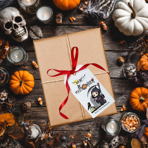 Spooky Grim Reaper Graveyard Crow Gothic Halloween Gift Tags