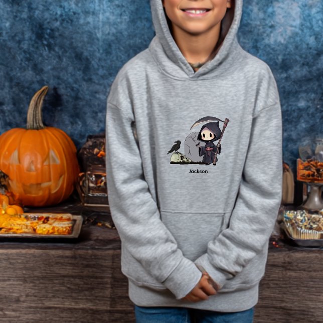 Spooky Grim Reaper Graveyard Crow Gothic Halloween Hoodie (Creator Uploaded)