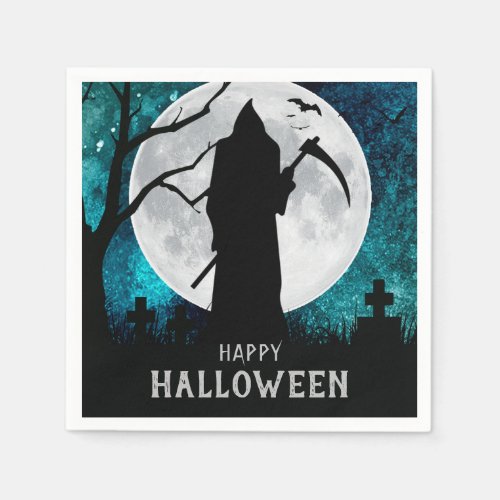 Spooky Grim Reaper Graveyard Halloween Party Napkins