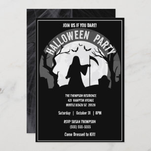 Spooky Grim Reaper Halloween Party Invitation