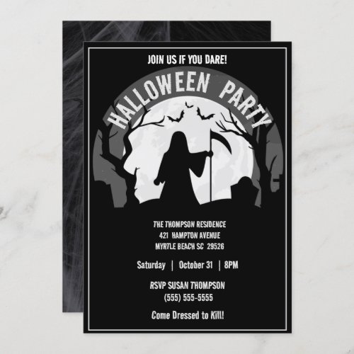 Spooky Grim Reaper Halloween Party   Invitation