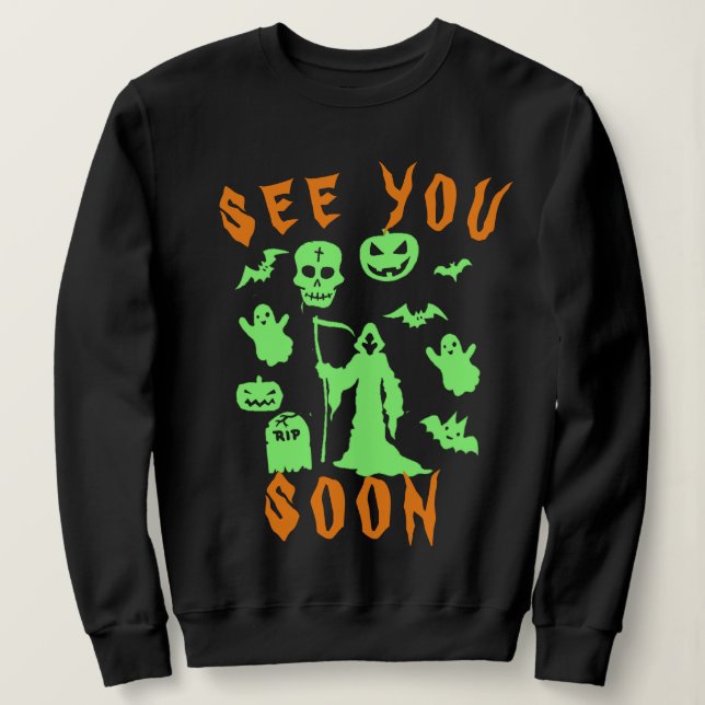 Spooky Grim Reaper Hoodie | Halloween Sweatshirt (Design Front)