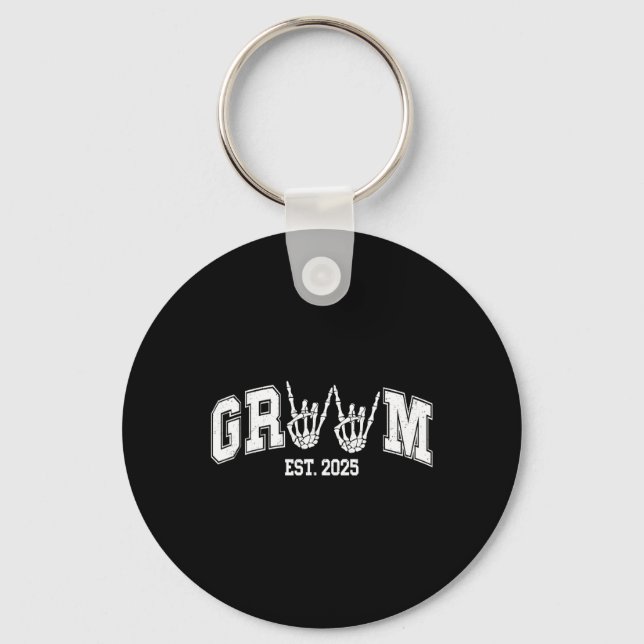 Spooky Groom Bride 2025 Gothic Halloween Couples M Keychain (Front)