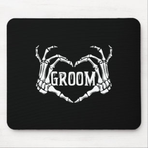 Spooky Groom Skeleton Hands Halloween Engagement W Mouse Pad