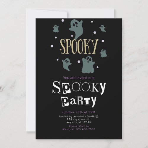 Spooky Group of Cute Ghosts Head Halloween Invitation