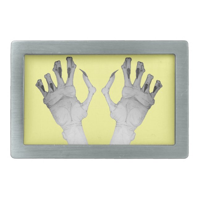 spooky gruesome monster hand scary picture rectangular belt buckle (Front)
