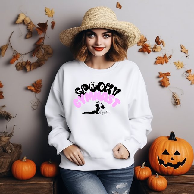 Spooky Gymnast Personalized Name Halloween Gift Sweatshirt (Creator Uploaded)