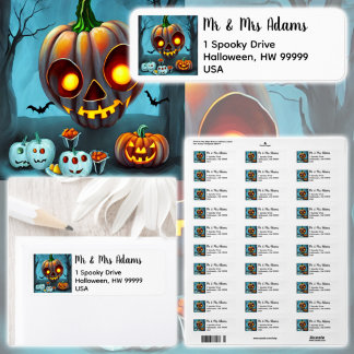 Spooky Halloween Art 2: Cute Pumpkin Monsters Label
