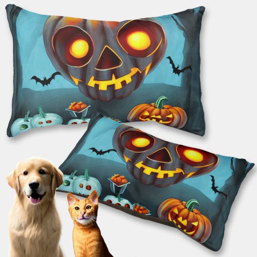 Spooky Halloween Art 2 Cute Pumpkin Monsters Pet Bed