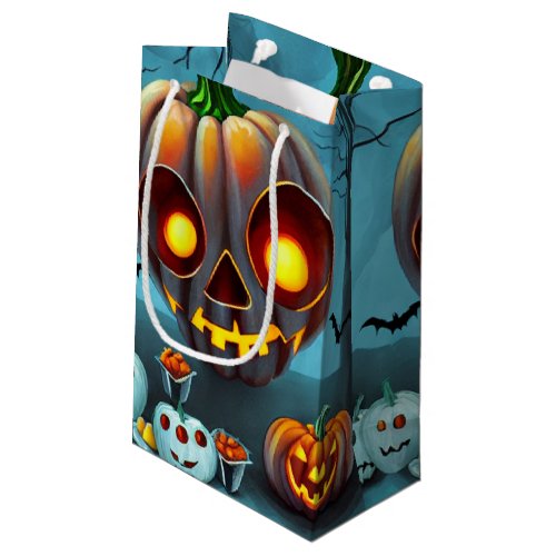 Spooky Halloween Art 2 Cute Pumpkin Monsters Small Gift Bag