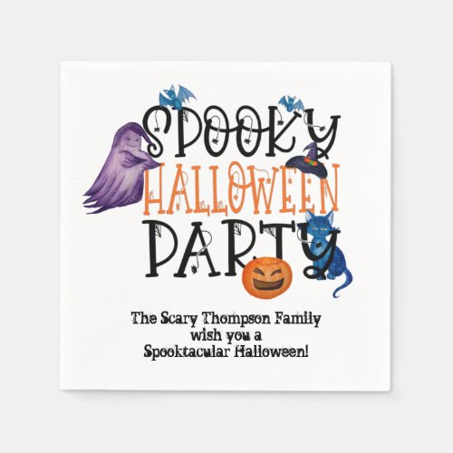 Spooky Halloween Atsy Script Party Name White Napkins