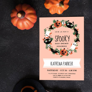 Spooky Halloween Baby Shower Baby Girl  Invitation