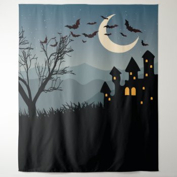 Spooky Halloween Backdrop With Haunted House by Sideview at Zazzle