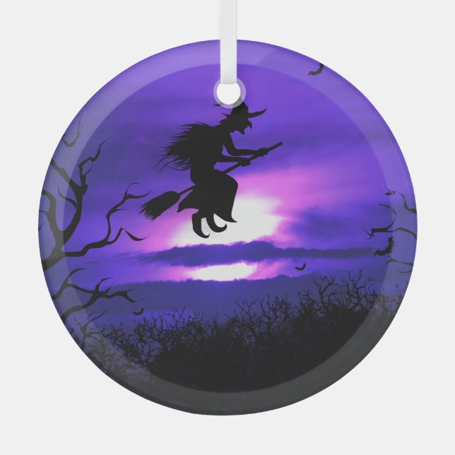 Spooky Halloween background design. Glass Ornament (Front)