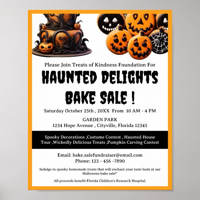 Spooky Halloween Bake Sale Fundraiser  Poster (Front)