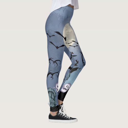 Spooky Halloween Bars Fool Moon Leggings