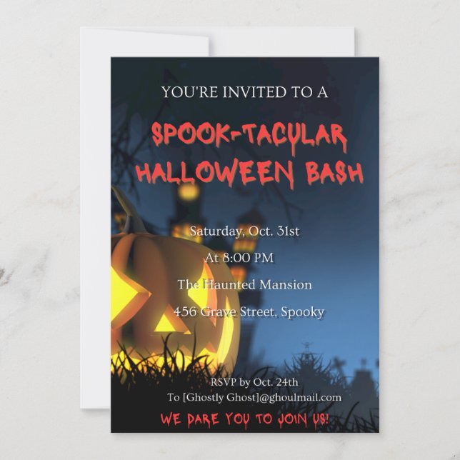 Spooky Halloween Bash Invitation Card (Front)