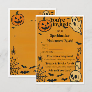 Spooky Halloween Bash Invite   Ghosts & Games