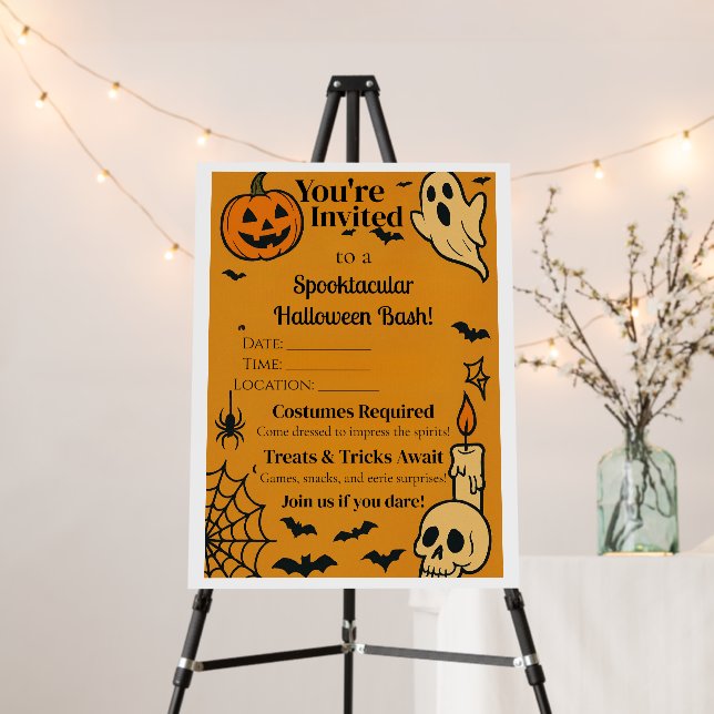 Spooky Halloween Bash Invite | Ghosts & Games Foam Board (In Situ (Stand))