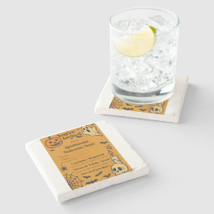 Spooky Halloween Bash Invite   Ghosts & Games Stone Coaster