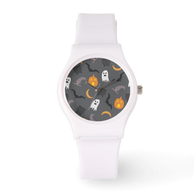 Spooky Halloween Bat Ghost Cauldron Pattern Watch (Front)