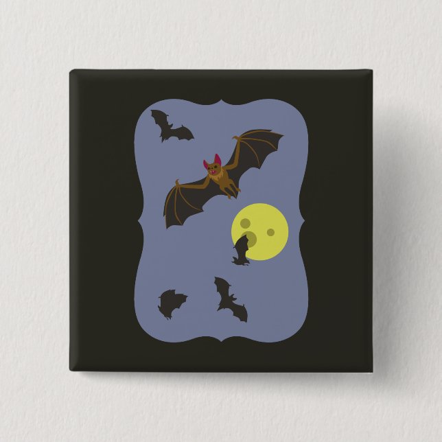 Spooky Halloween Bats Button (Front)
