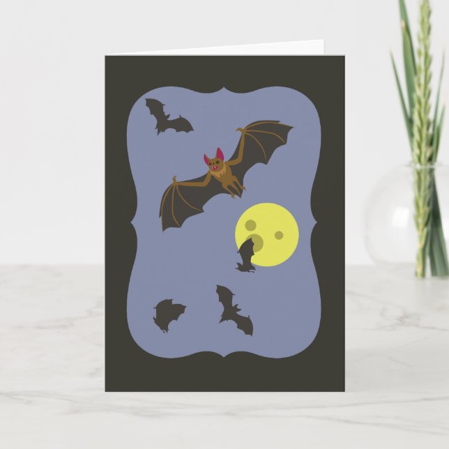 Spooky Halloween Bats Card (Front)