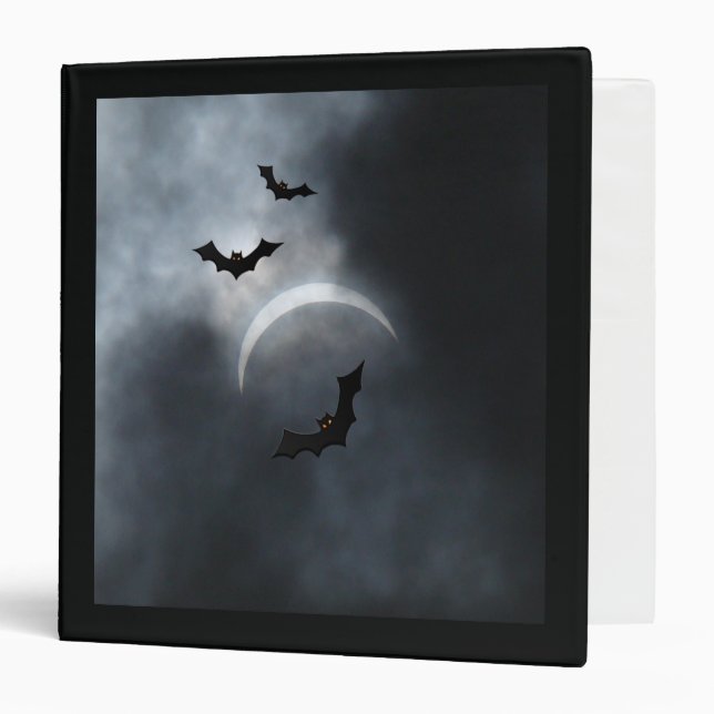Spooky Halloween Bats In Eclipse 3 Ring Binder (Front/Inside)