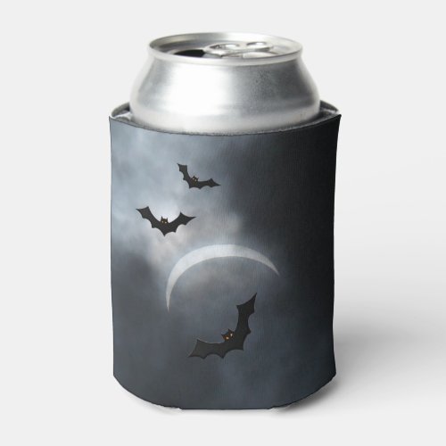 Spooky Halloween Bats In Eclipse Can Cooler