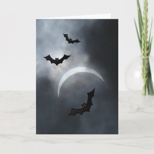 Spooky Halloween Bats In Eclipse Card