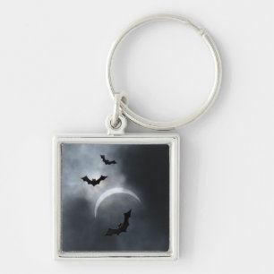 Spooky Halloween Bats In Eclipse Keychain