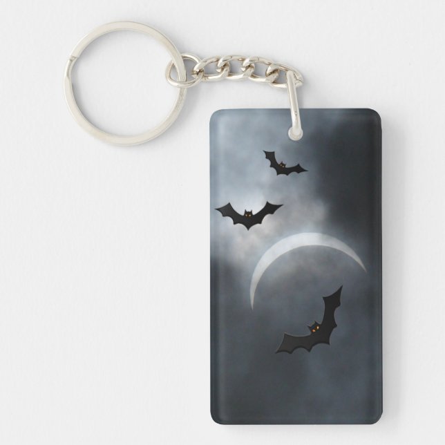 Spooky Halloween Bats In Eclipse Keychain (Front)