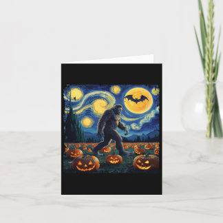 Spooky Halloween Bigfoot Starry Night Van Gogh Card