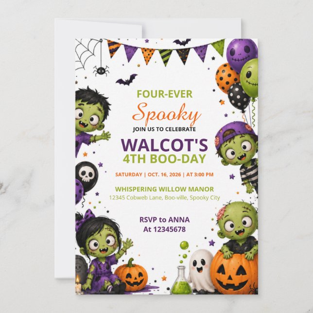 Spooky Halloween Birthday Invitation | Editable (Front)