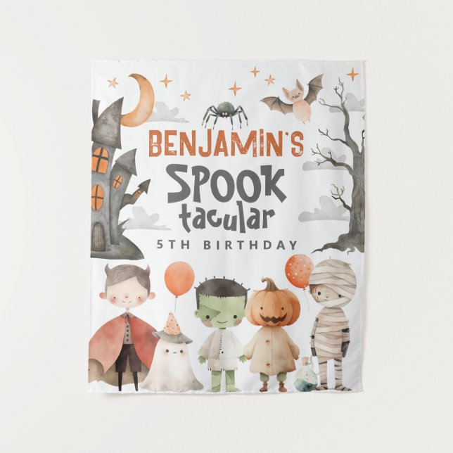 Spooky Halloween Birthday Party Backdrop (Front)