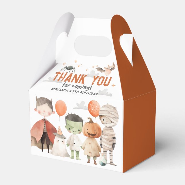 Spooky Halloween Birthday Party Favor Boxes (Front Side)