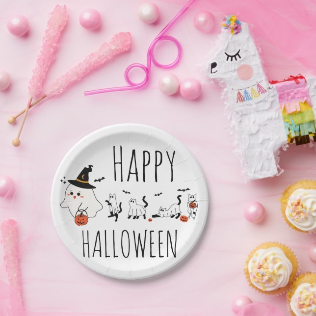 Spooky Halloween Birthday Party Paper Plates (Party)