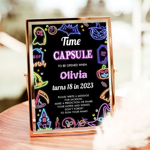 Spooky Halloween Birthday Party Time Capsule Sign