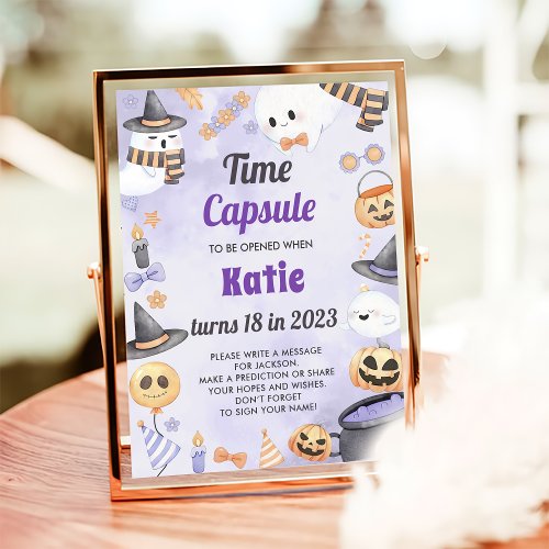 Spooky Halloween Birthday Party Time Capsule Sign