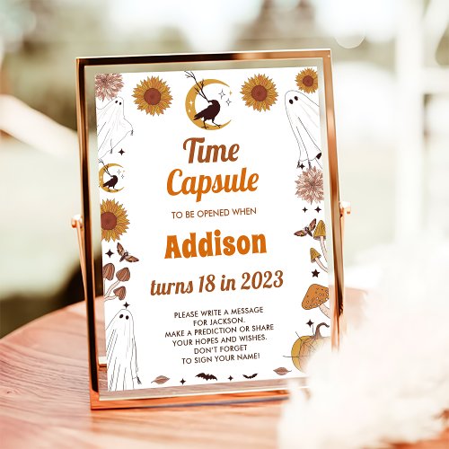 Spooky Halloween Birthday Party Time Capsule Sign