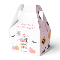 Spooky Halloween birthday pink pumpkins Favor Boxes